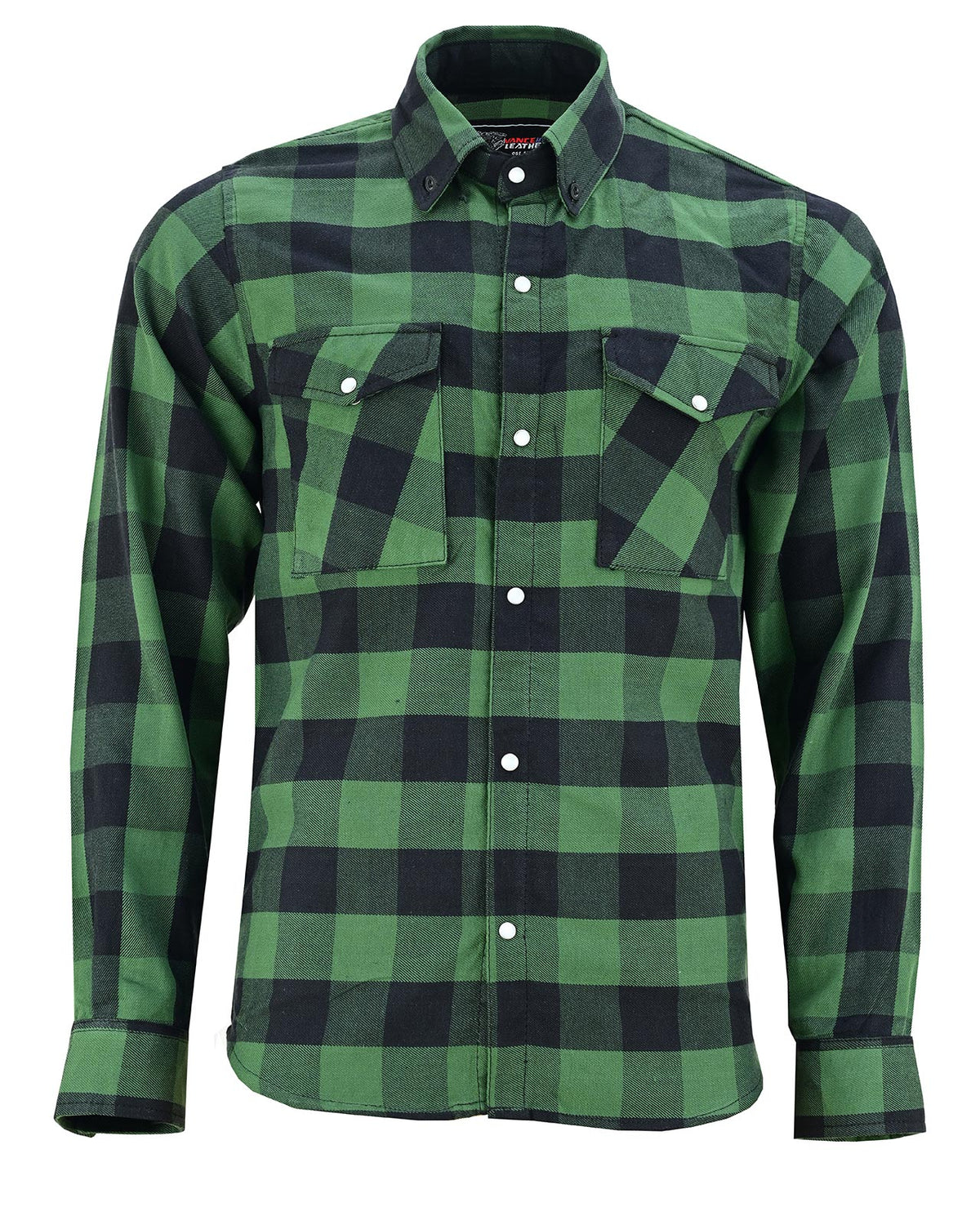 Vance VB740GnB Green Men's Long Sleeve Plaid Snap Down Casual Flannel Shirt, 100% Cotton