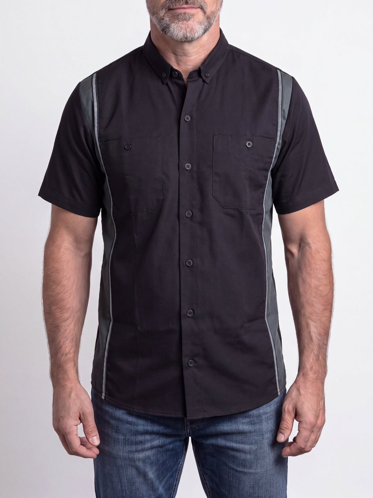 Men's Work Shirts Black with Grey sides