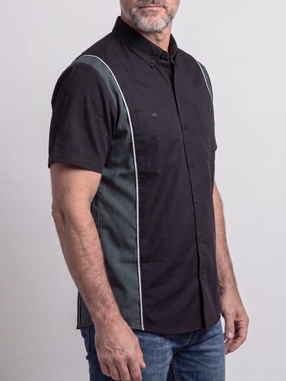 Men's Work Shirts Black with Grey sides