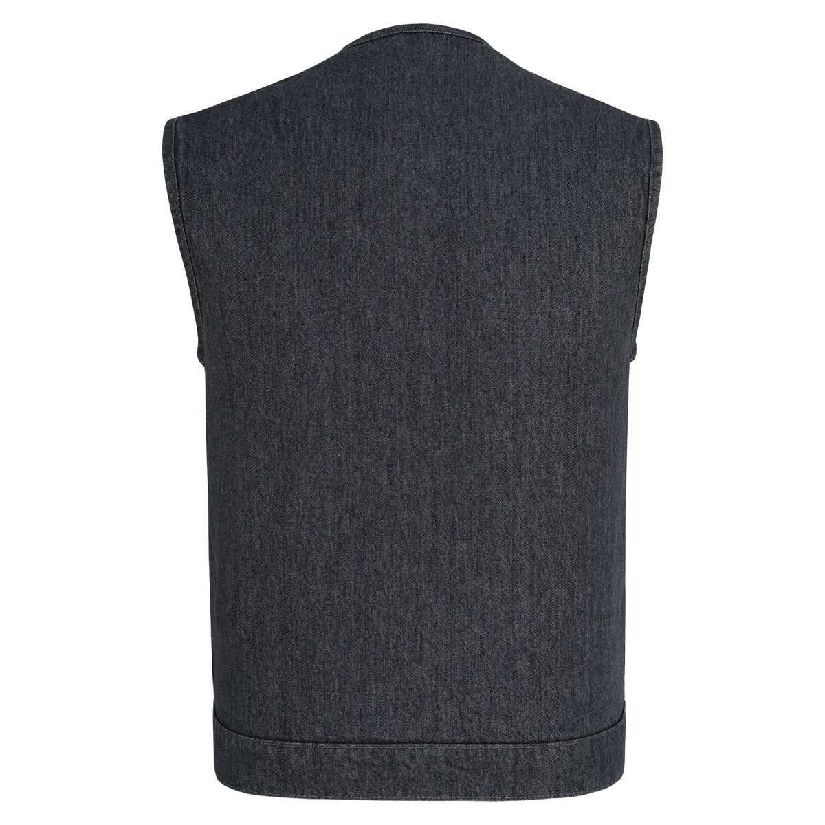 Vance Men's Distressed Grey Denim Collarless Club Vest w Dual Front Closure & CCW Pockets