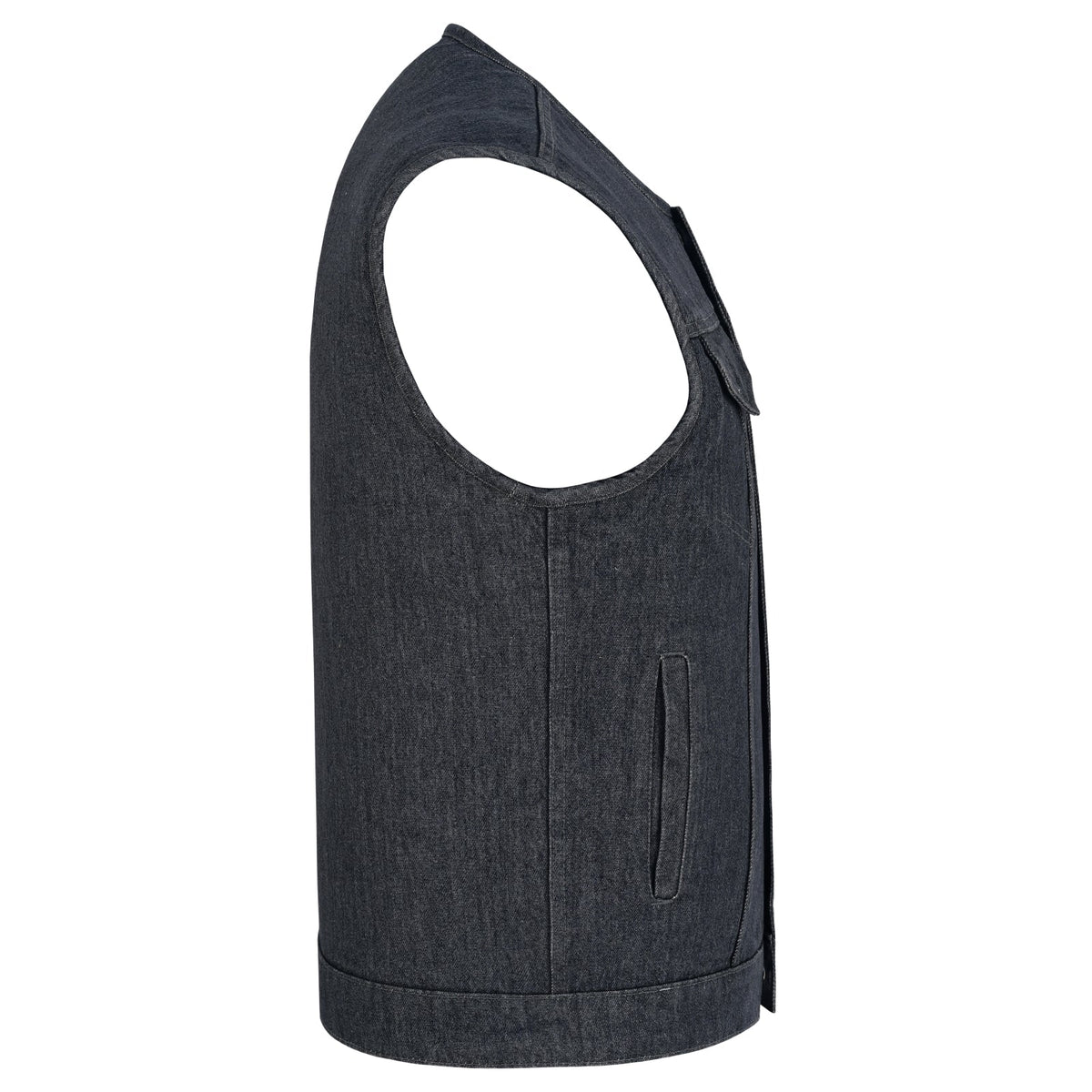 Vance Men's Distressed Grey Denim Collarless Club Vest w Dual Front Closure & CCW Pockets