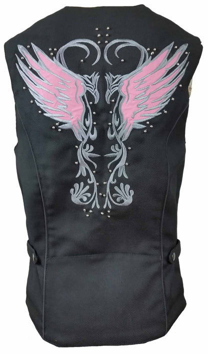 Ladies Textile Vest with Reflective and Embroidered Wings