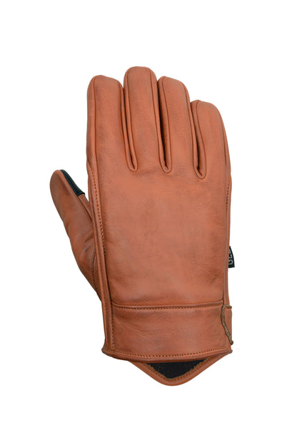 Vance Men’s Premium Brown Leather Motorcycle Gloves, Riding Gloves w/ Gel Palm Padding & Touchscreen Fingertips