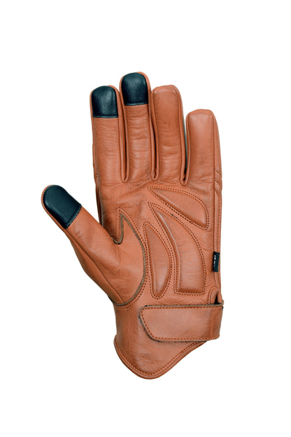 Vance Men’s Premium Brown Leather Motorcycle Gloves, Riding Gloves w/ Gel Palm Padding & Touchscreen Fingertips