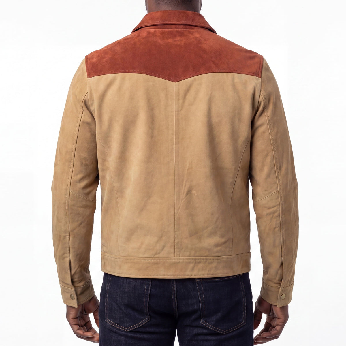 Men's Western Goat Suede Two-Tone Leather Jacket