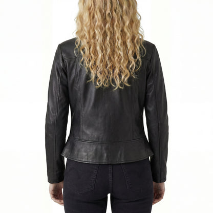 Vance Leathers 'Maya' Ladies Premium Soft Lightweight Black Fitted Motorcycle Leather Jacket