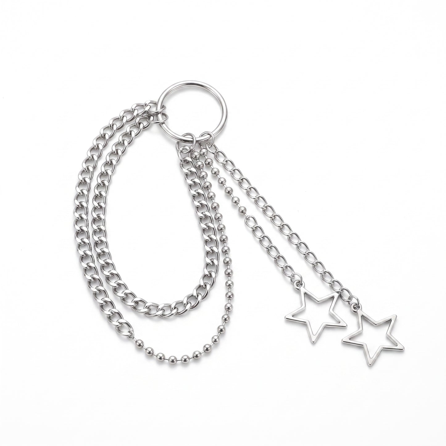 Stainless Steel Biker Ring - Punk Steet Keychains Chain Women Men Moon