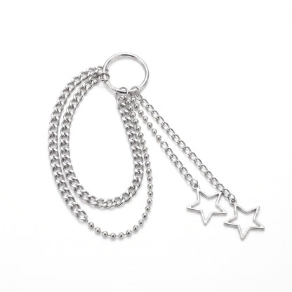 Stainless Steel Biker Ring - Punk Steet Keychains Chain Women Men Moon