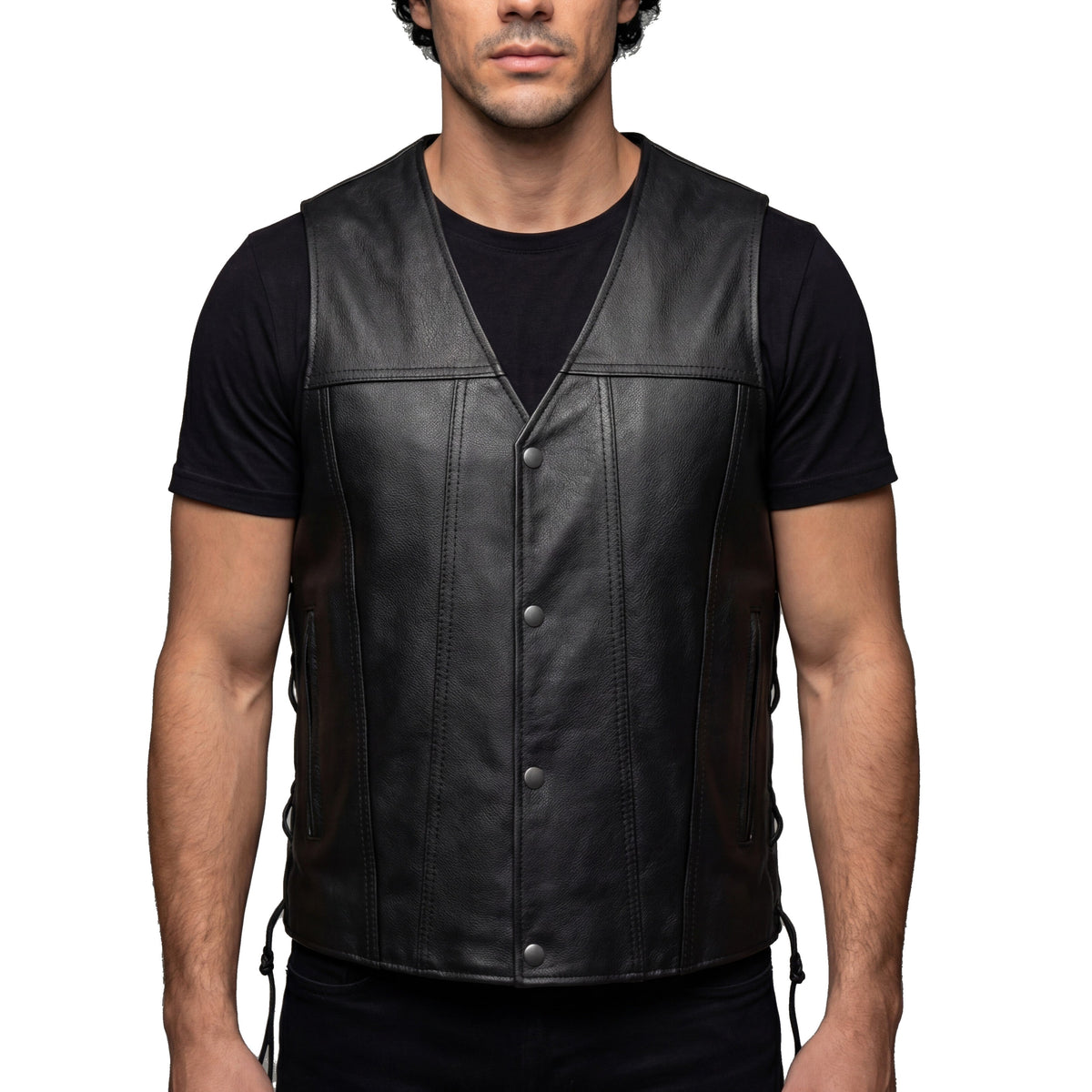 Vance Leather Gambler Style Premium Cowhide Leather Vest
