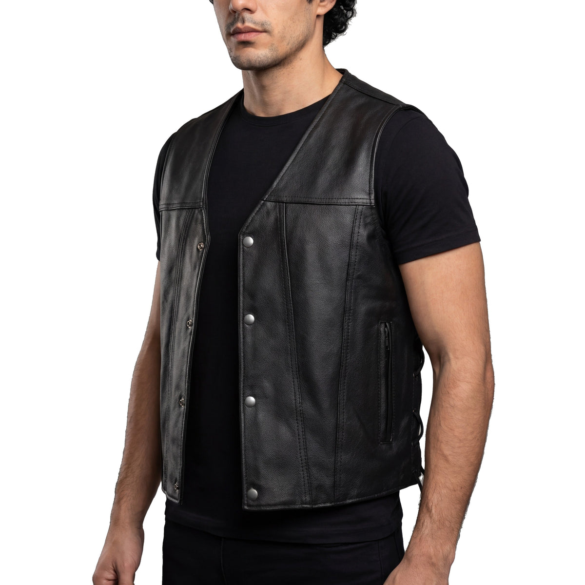 Vance Leather Gambler Style Premium Cowhide Leather Vest