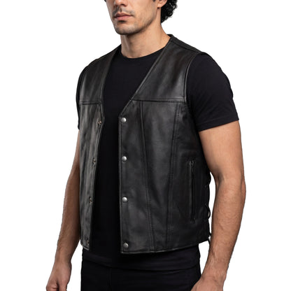 Vance Leather Gambler Style Premium Cowhide Leather Vest