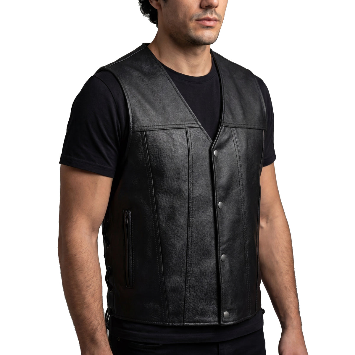 Vance Leather Gambler Style Premium Cowhide Leather Vest