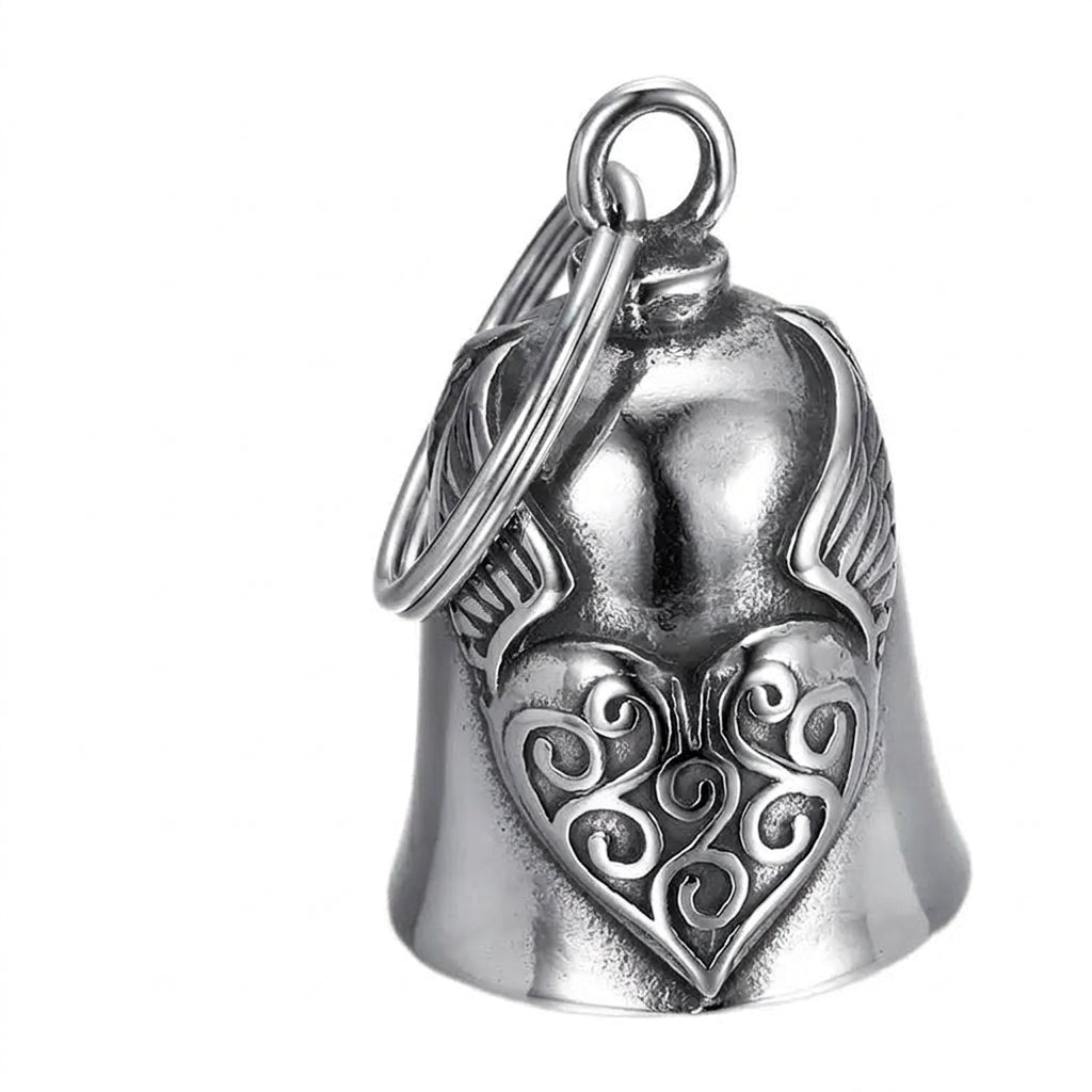 Motorcycle Accessory - Heart Motorcycle Bell Pendant Heart Wing Lucky