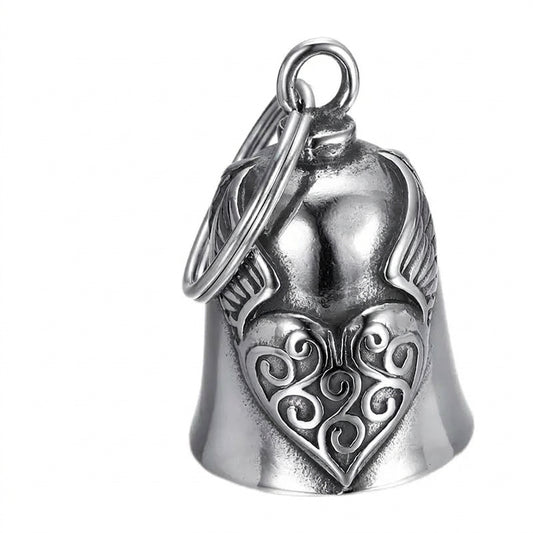 Motorcycle Accessory - Heart Motorcycle Bell Pendant Heart Wing Lucky