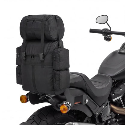 Vance Black Textile Medium Motorcycle Sissy Bar Bag with Rain Cover