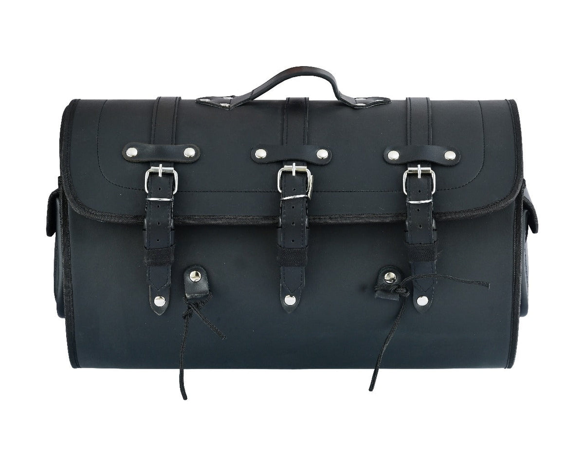 Vance Premium PVC Motorcycle Tail Bag | Durable Travel Storage Bag with Quick-Release Straps & Side Pockets