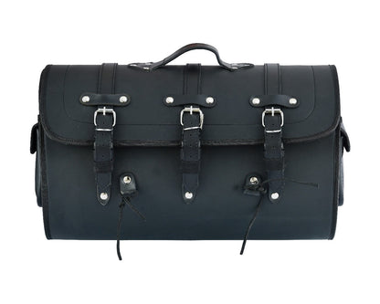 Vance Premium PVC Motorcycle Tail Bag | Durable Travel Storage Bag with Quick-Release Straps & Side Pockets