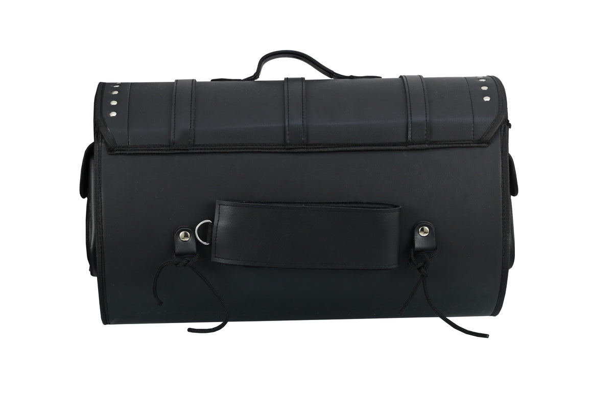 Vance Premium Studded PVC Motorcycle Tail Bag with Quick-Release Straps & Side Pockets