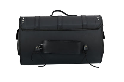 Vance Premium Studded PVC Motorcycle Tail Bag with Quick-Release Straps & Side Pockets