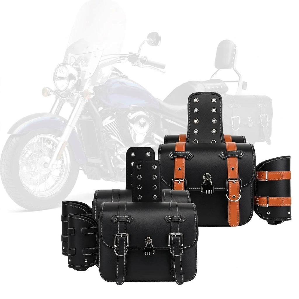Leather Motorcycle Bag - Retro Fashion Motorcycle Saddle Bags Pouch St