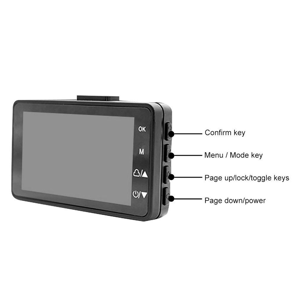 Motorcycle Black Dual Lens Dash Cam Video Recorder 3.6 Inch HD 1080P + Free sd card