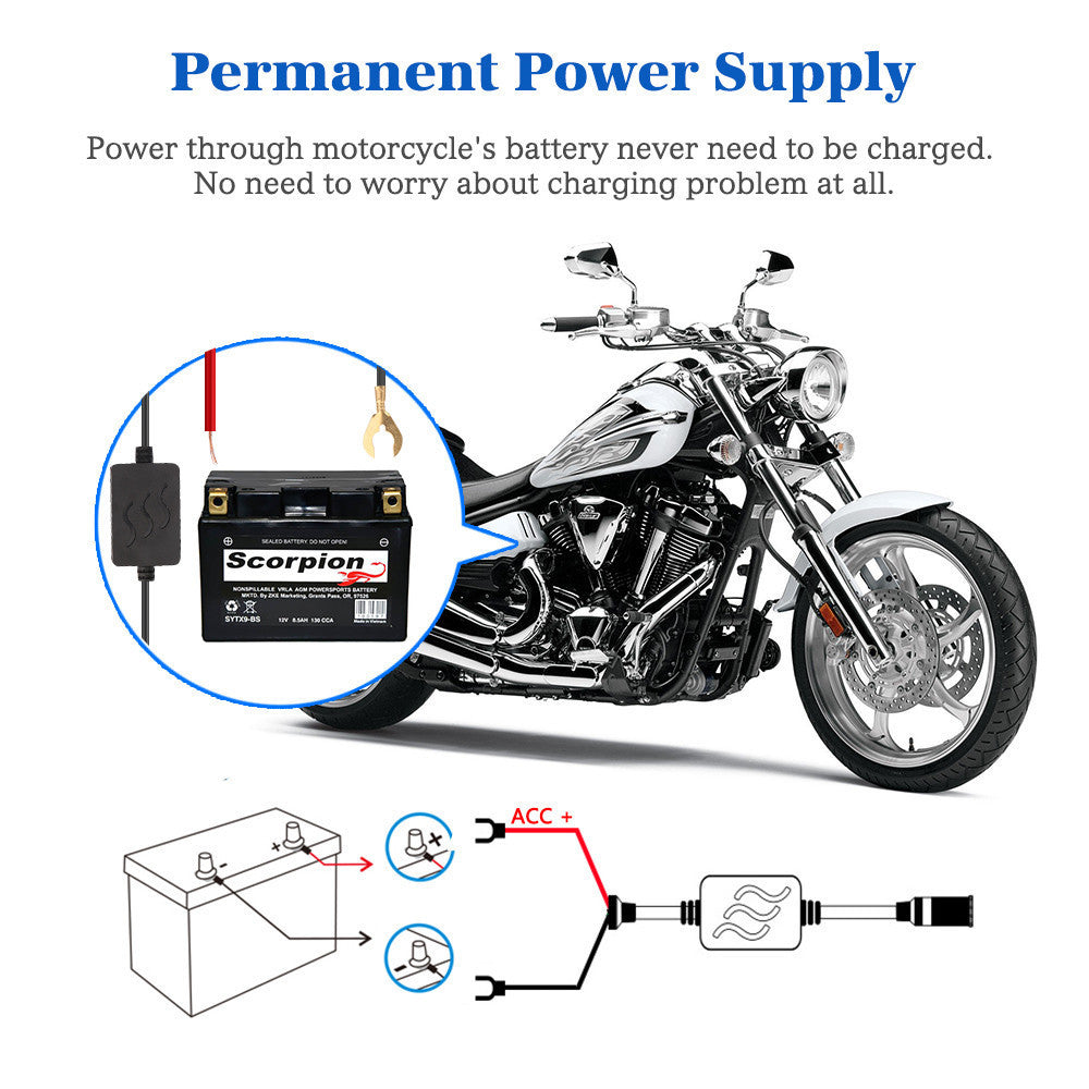 Motorcycle Black Dual Lens Dash Cam Video Recorder 3.6 Inch HD 1080P + Free sd card