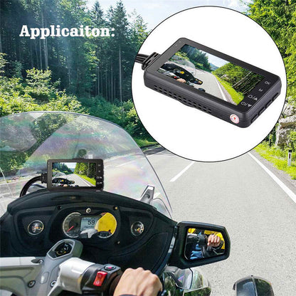 Motorcycle Black Dual Lens Dash Cam Video Recorder 3.6 Inch HD 1080P + Free sd card