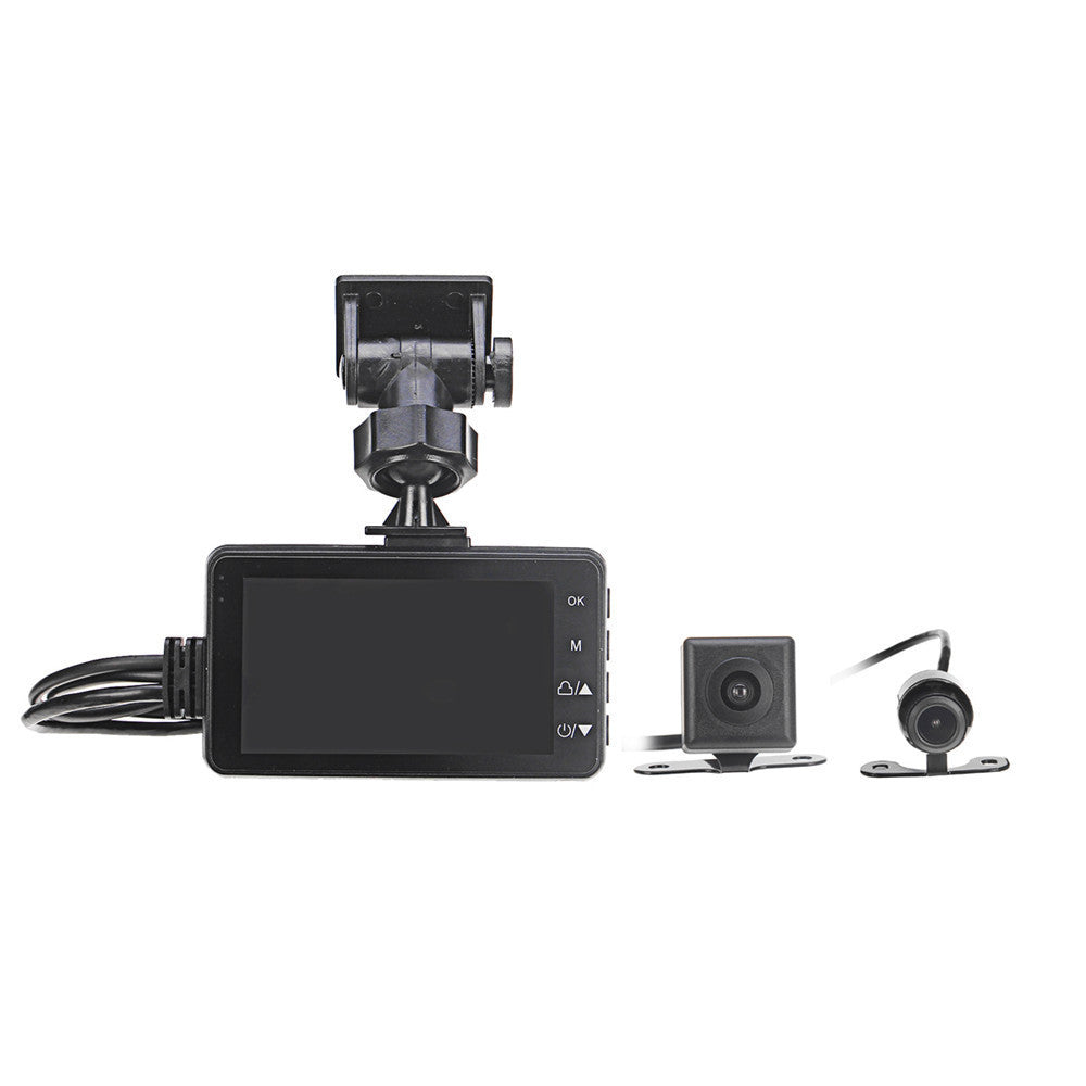 Motorcycle Black Dual Lens Dash Cam Video Recorder 3.6 Inch HD 1080P + Free sd card