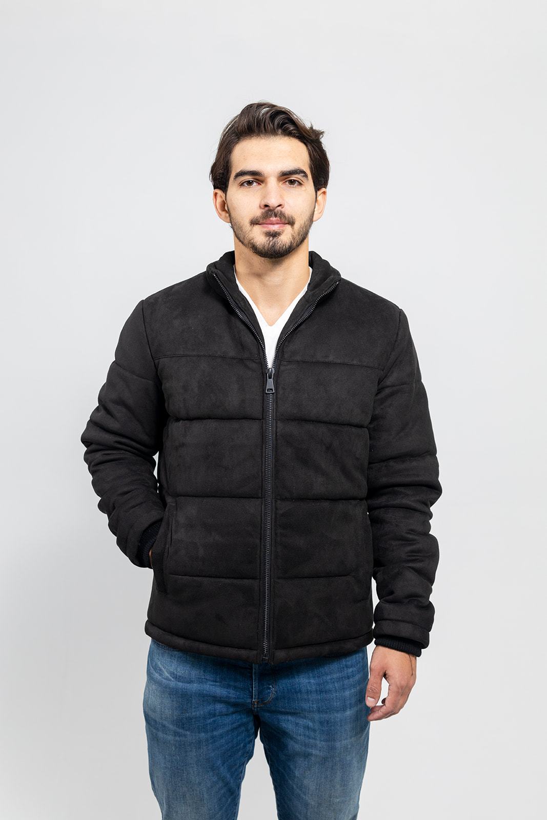Brady Men's Vegan Faux Suede Jacket Men's Vegan Faux Suede Jacket FMCo Black S