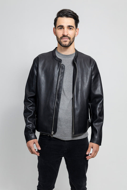 Dillon Men's Vegan Faux Leather Jacket Men's Vegan Faux Leather jacket FMCo Black S 