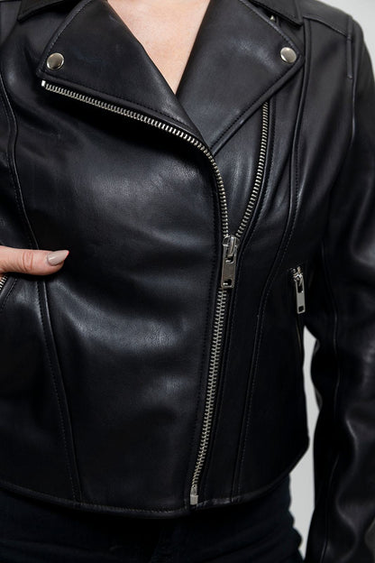 Demi Women's Vegan Faux Leather Jacket Women's Fashion Leather Jacket FMCo   