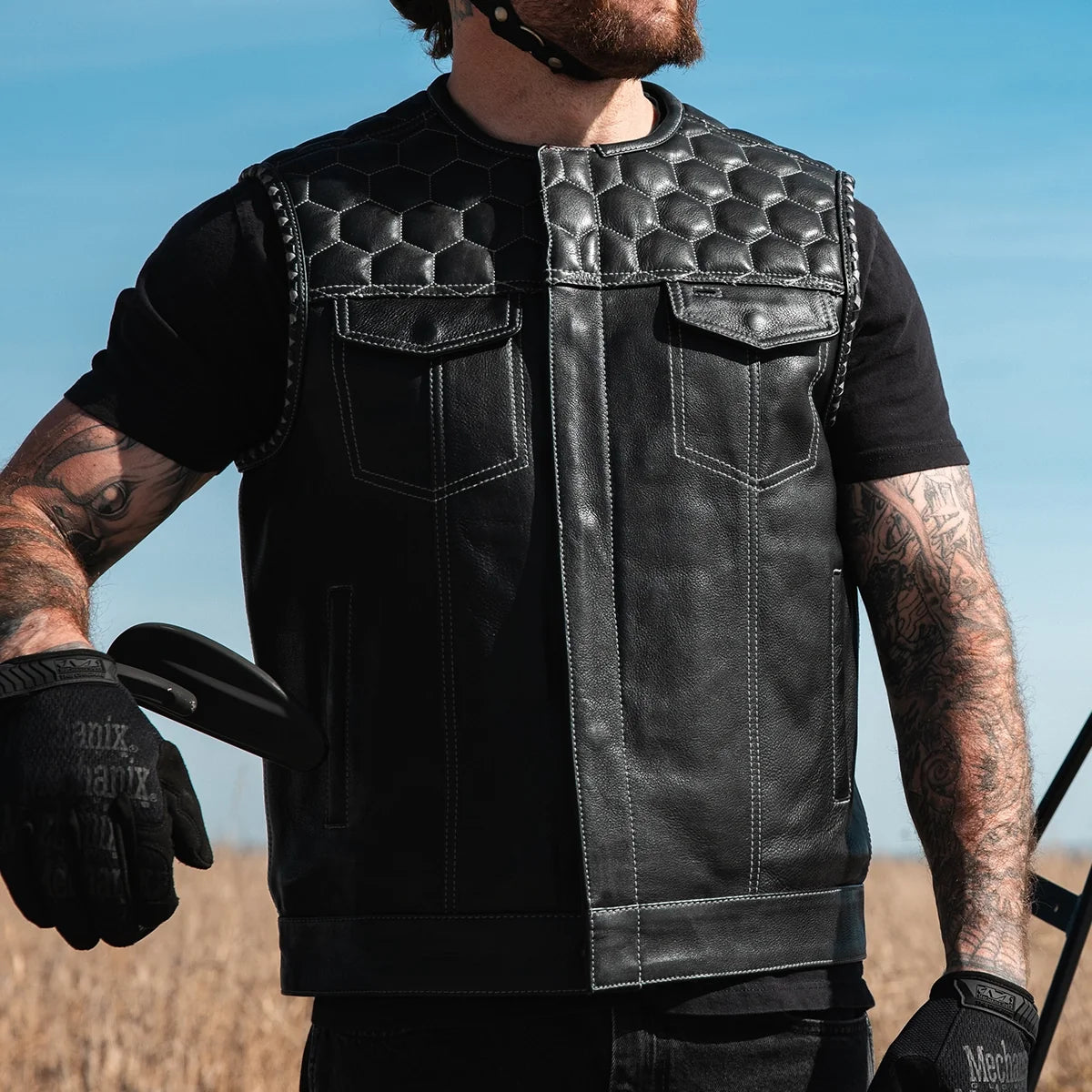 Hornet Men's Club Style Leather Vest Men's Leather Vest Vests
