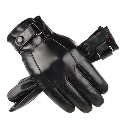 Motorcycle Gloves - Winter Gloves Men Genuine Leather Gloves Outdoor C