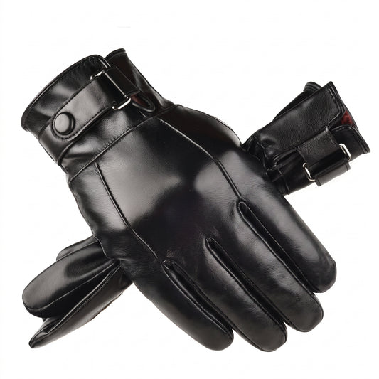 Motorcycle Gloves - Winter Gloves Men Genuine Leather Gloves Outdoor C