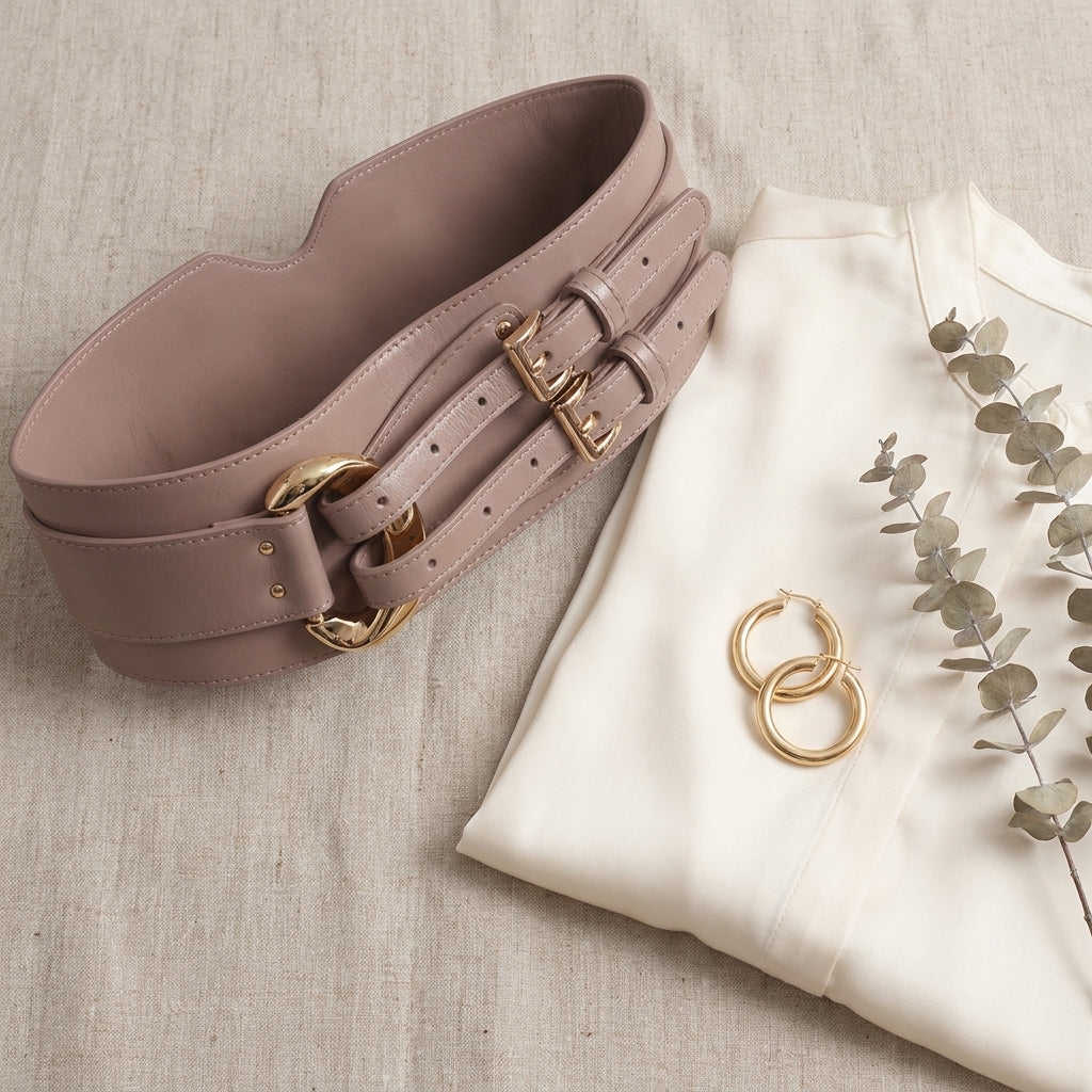 Genuine Leather Corset Belt — flatlay view