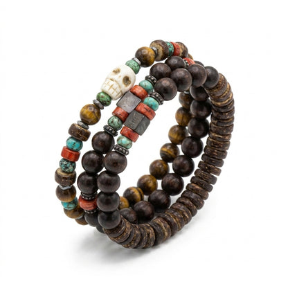 Stainless Steel Biker Ring - Hot Selling Vintage Beaded Bracelets Men