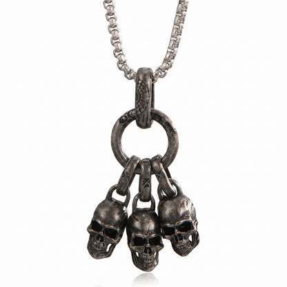 Stainless Steel Biker Ring - Retro Punk Skull Pendant Dark Personality