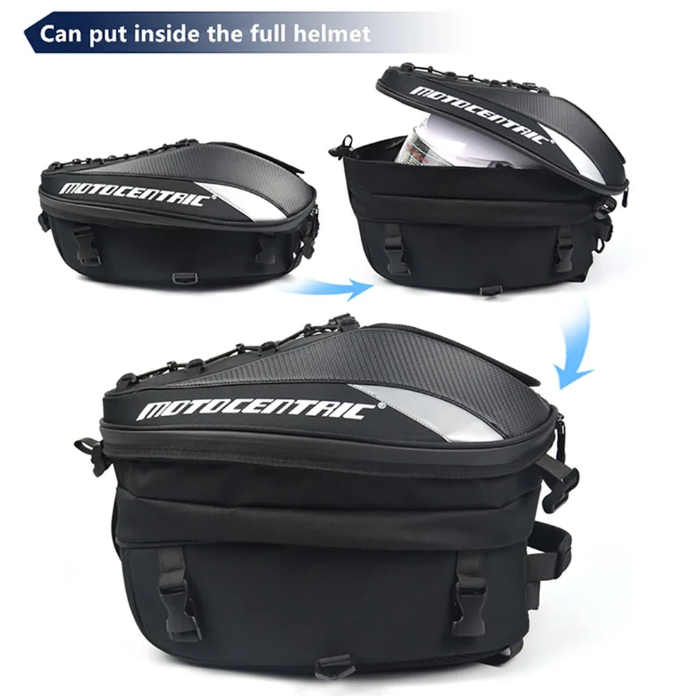 Open main compartment of the ALR motorcycle tail bag