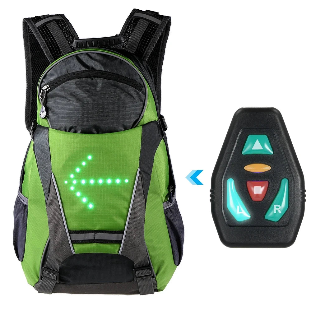18L LED turn signal backpack with wireless handlebar remote