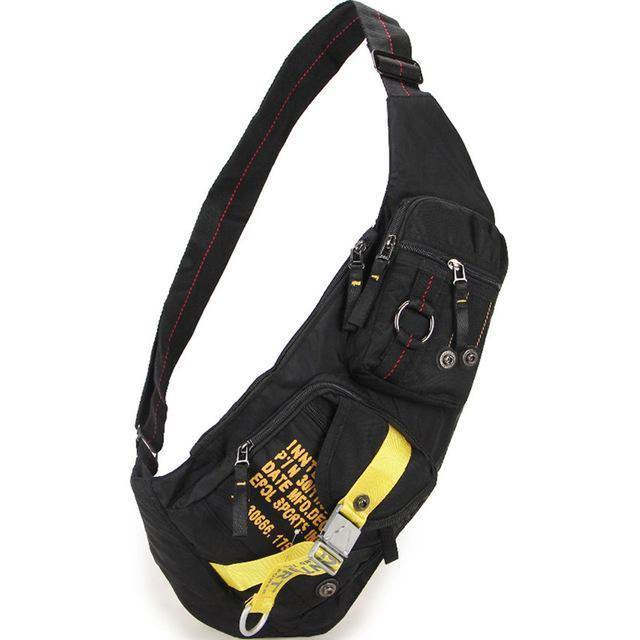 Black sling chest bag front view