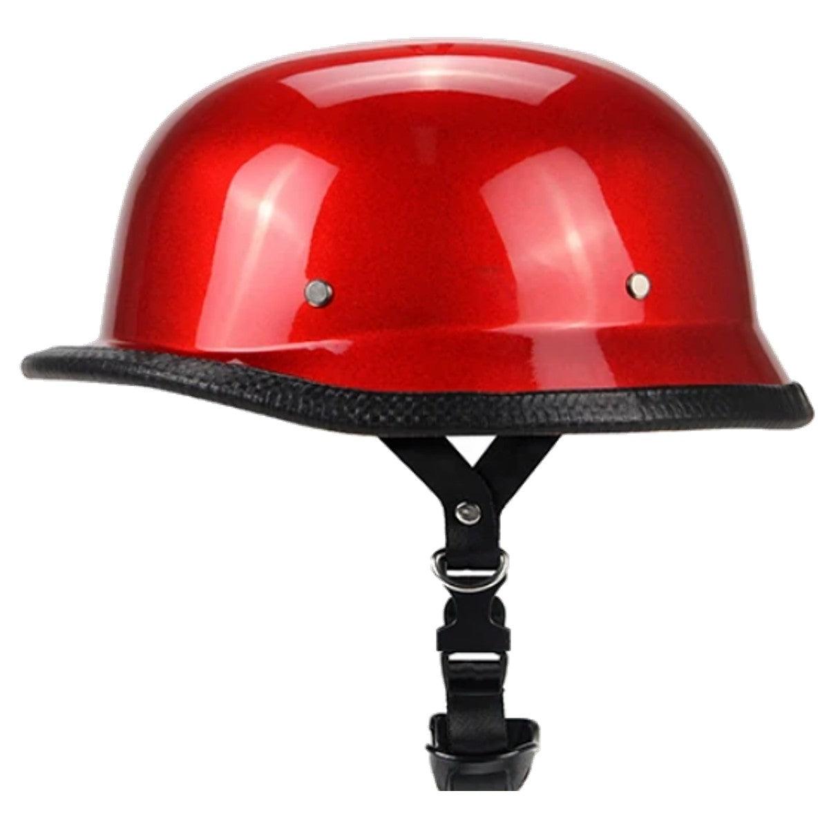 Glossy red German helmet with black centre stripe