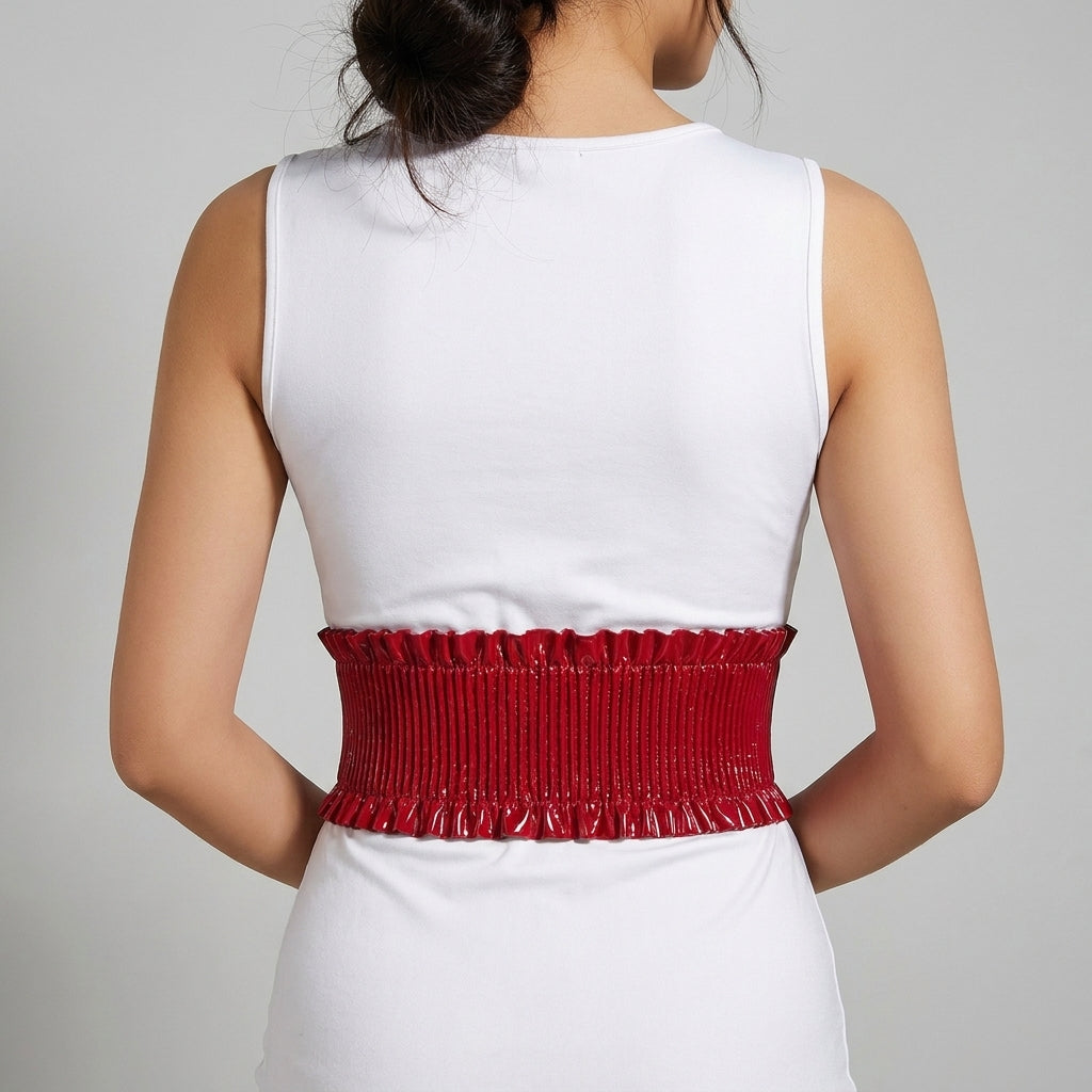 Ruffle Edge Corset Waist Belt — back view