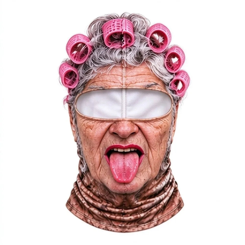 Curlers Grandma funny ski mask
