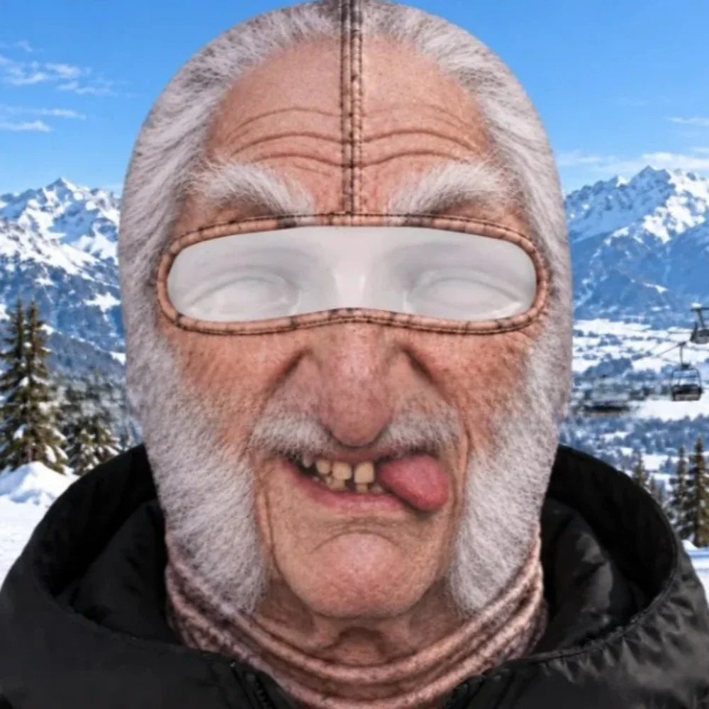 Moustache Grandpa funny ski mask