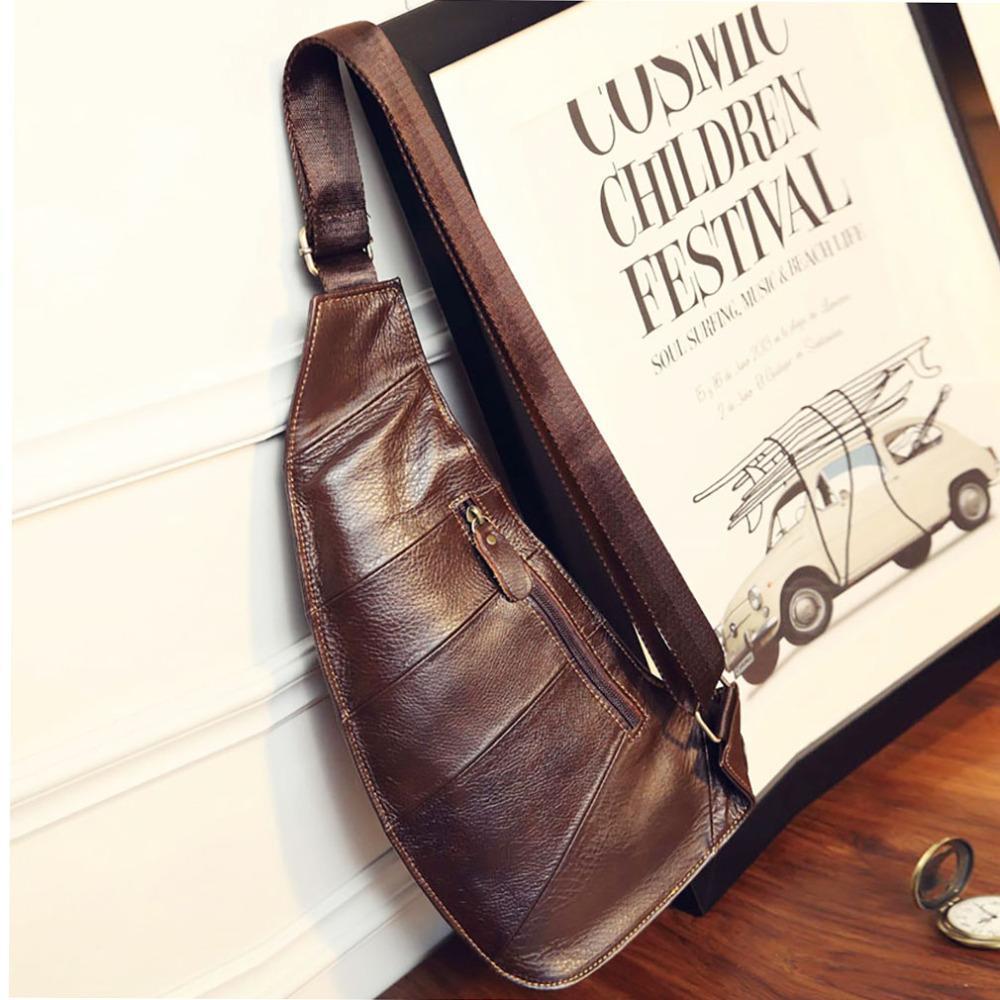 Interior compartments of the leather sling chest bag
