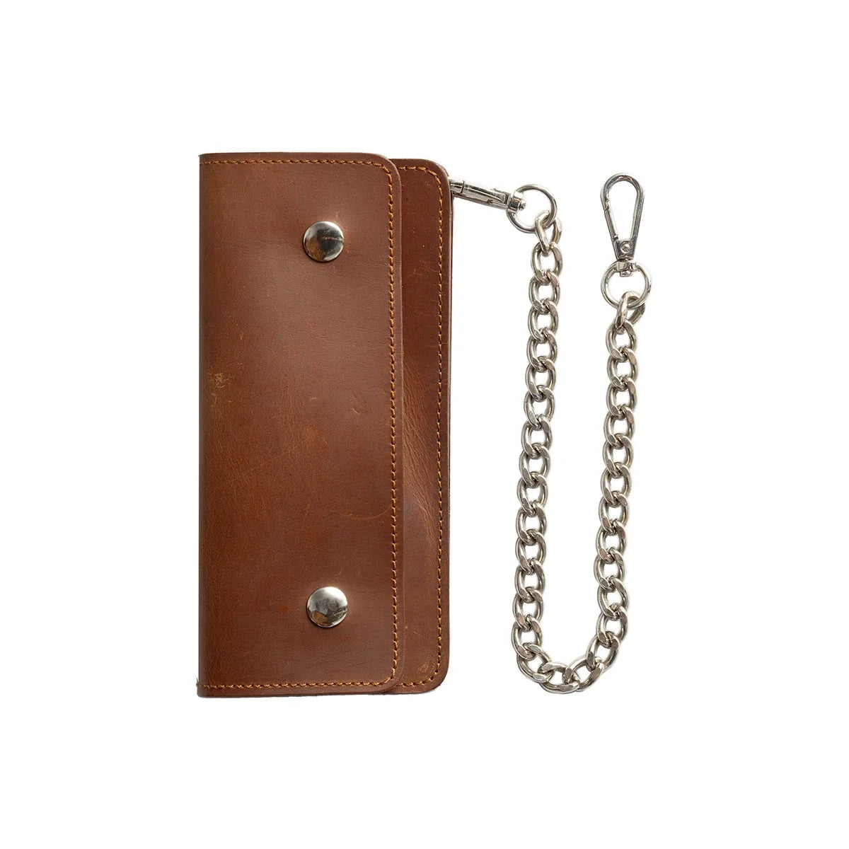 LARGE TRUCKER - Vegetable Tanned Leather Wallet Leather Wallet Accessories AMBER Chrome