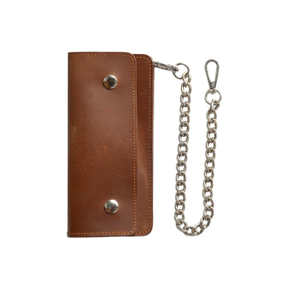 LARGE TRUCKER - Vegetable Tanned Leather Wallet Leather Wallet Accessories AMBER Chrome