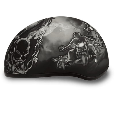 Daytona D.O.T. Motorcycle Skull Cap Half Helmet w/ Guns