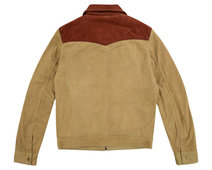 Men's Western Goat Suede Two-Tone Leather Jacket