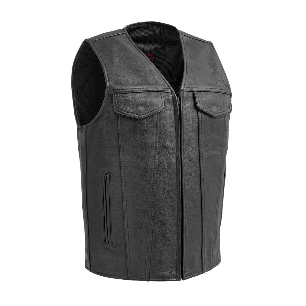 Badlands Men's Motorcycle Leather Vest Men's Leather Vest Vests Black XS